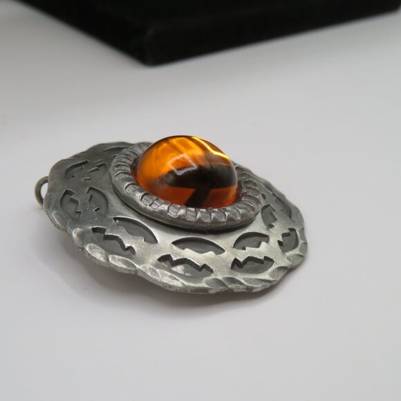 Vintage Egg Denmark Silver Tone Pendant By Eggert Glaskunst - Picture 4 of 7